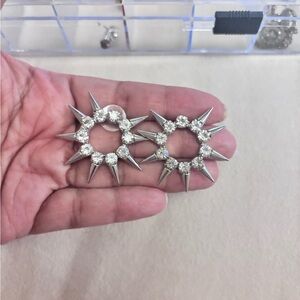 Silver Starburst Stud Earrings Elegant Geometric Design
